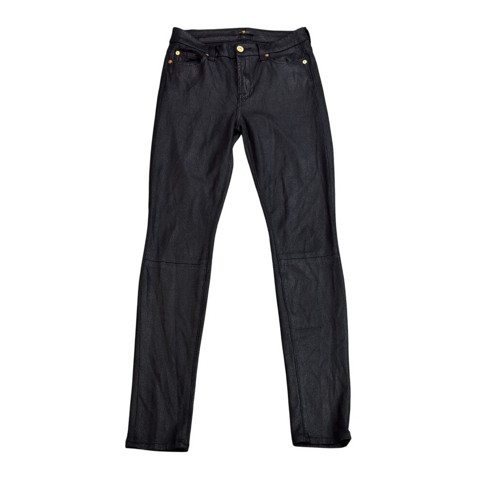 7 For All Mankind Coated Black Skinny Jeans Size 25